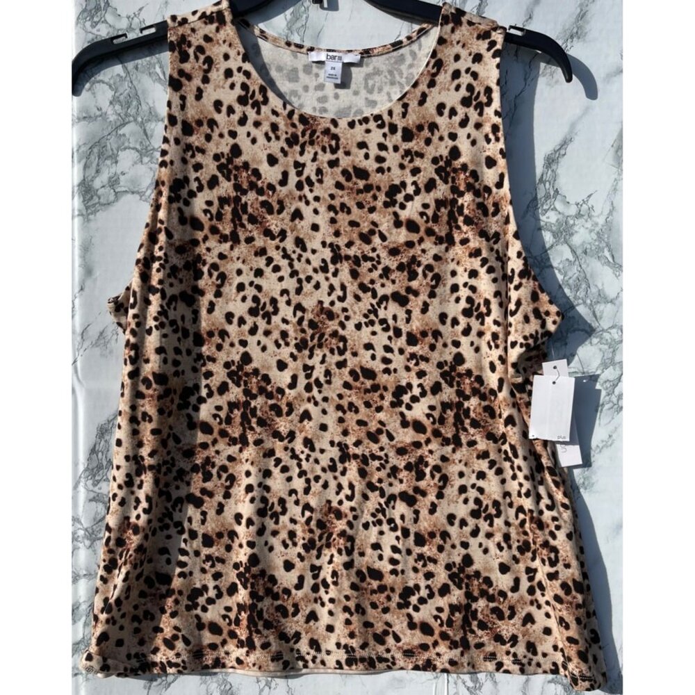 Bar III Plus Size 2X Cheetah Print Sleeveless Top self lined front body only